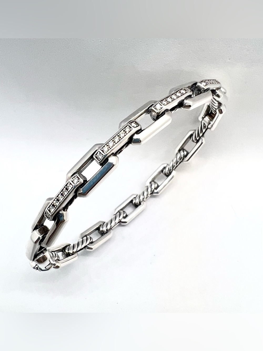 David Yurman Stax Link Bracelet with Pavé Diamonds - Picture 2 of 14